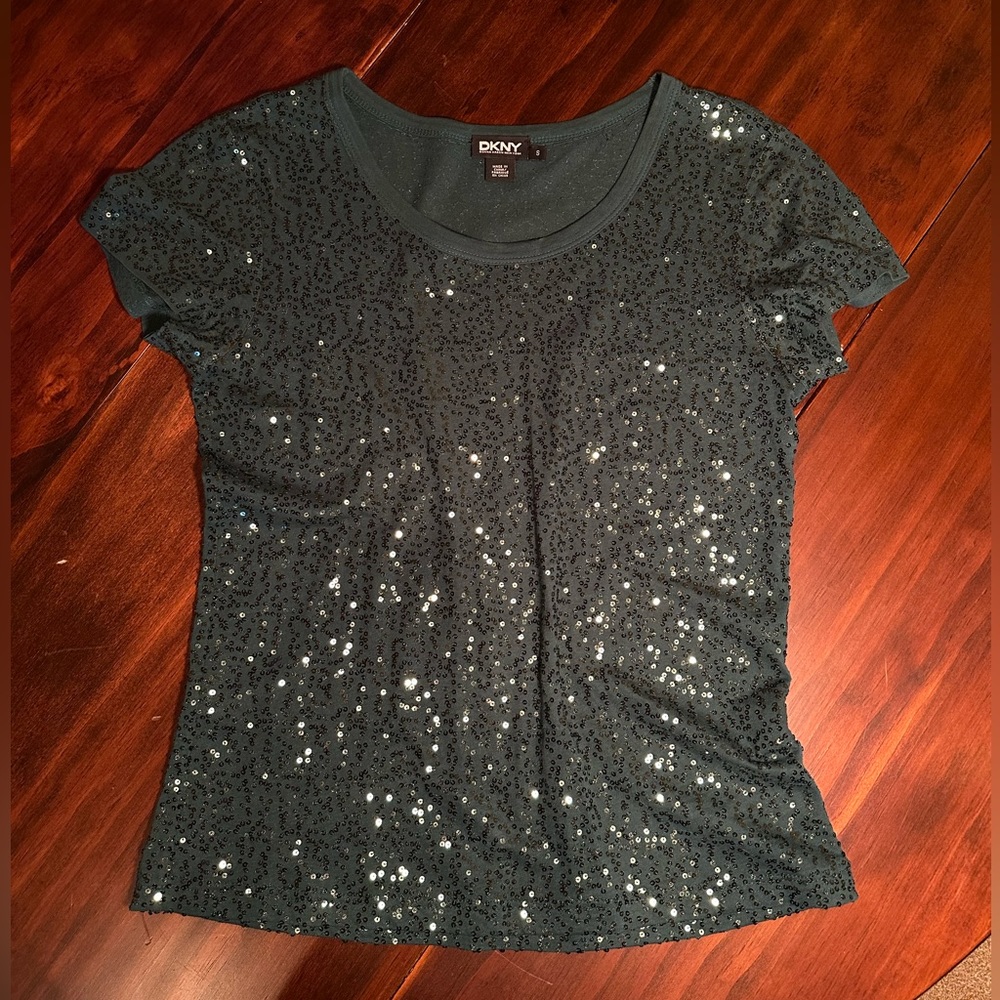 DKNY Dark Green Top with Sequins